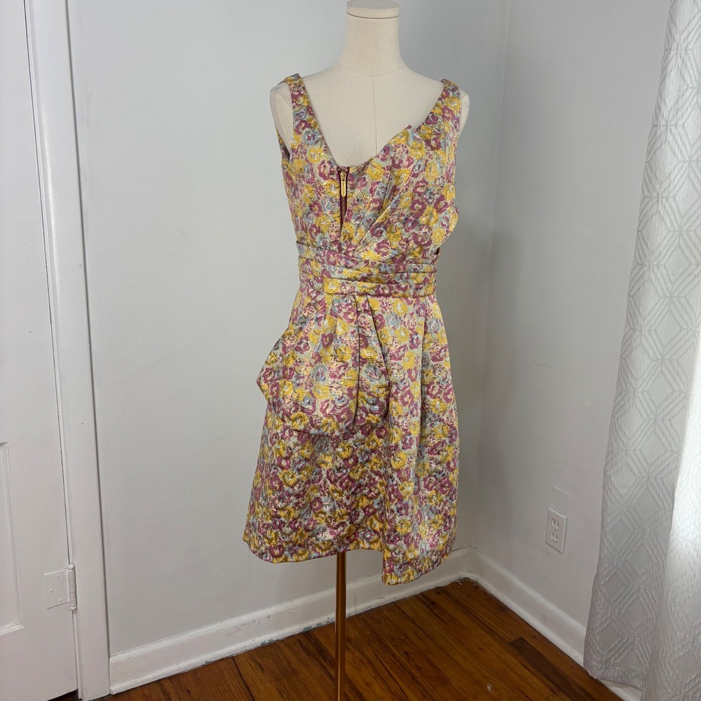 Zac Posen Floral Brocade Cocktail Dress Mob Luxe Old Money Party Going Out Sz 9